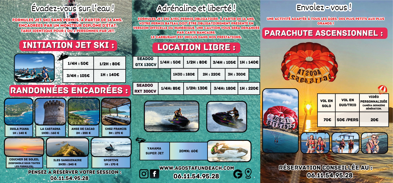 Tarifs AGOSTA FUN BEACH Jet Ski Activit s Nautiques Agosta Porticcio Tarifs AGOSTA FUN BEACH Jet Ski Activit s Nautiques Agosta Porticcio